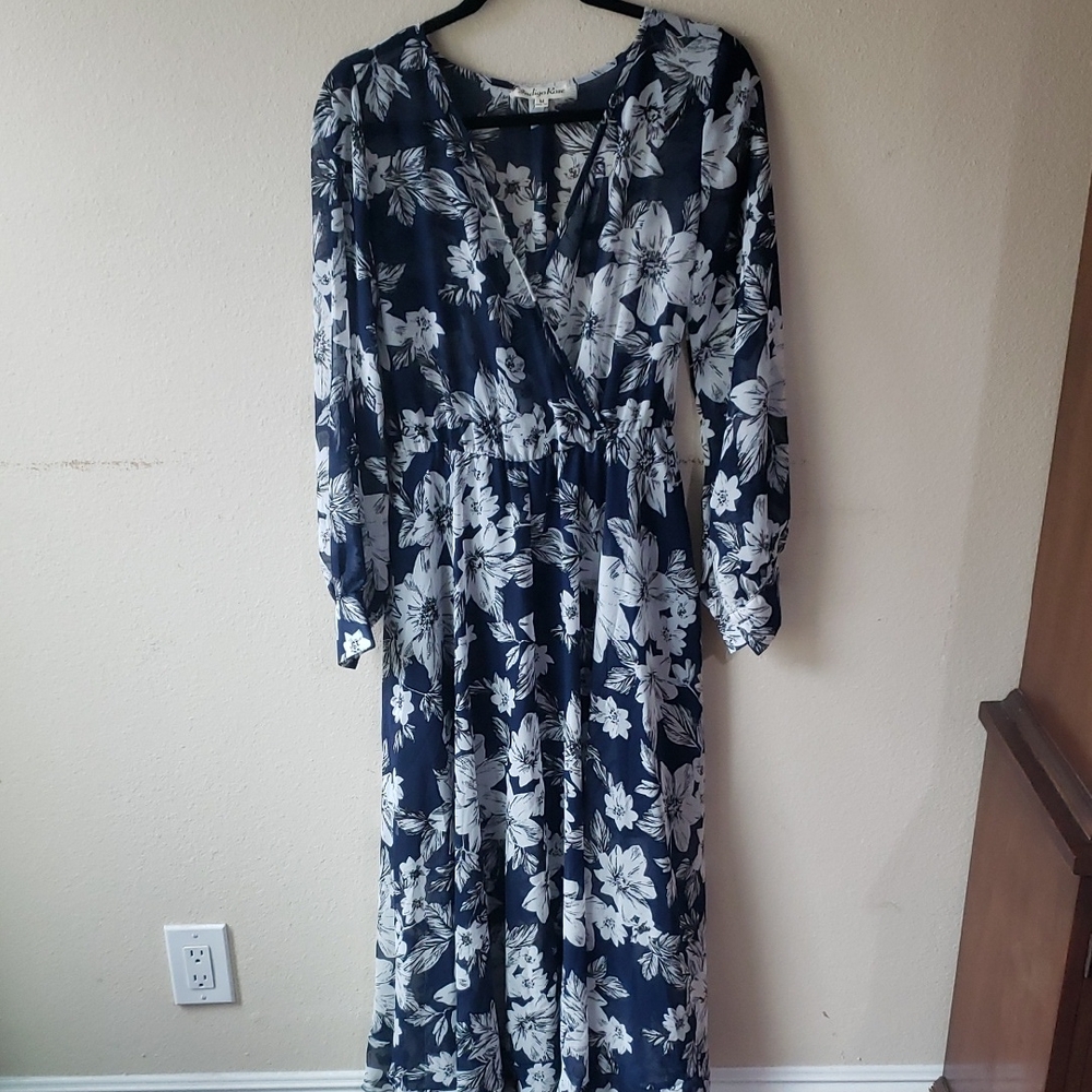Floral Black and White Maxi Dress